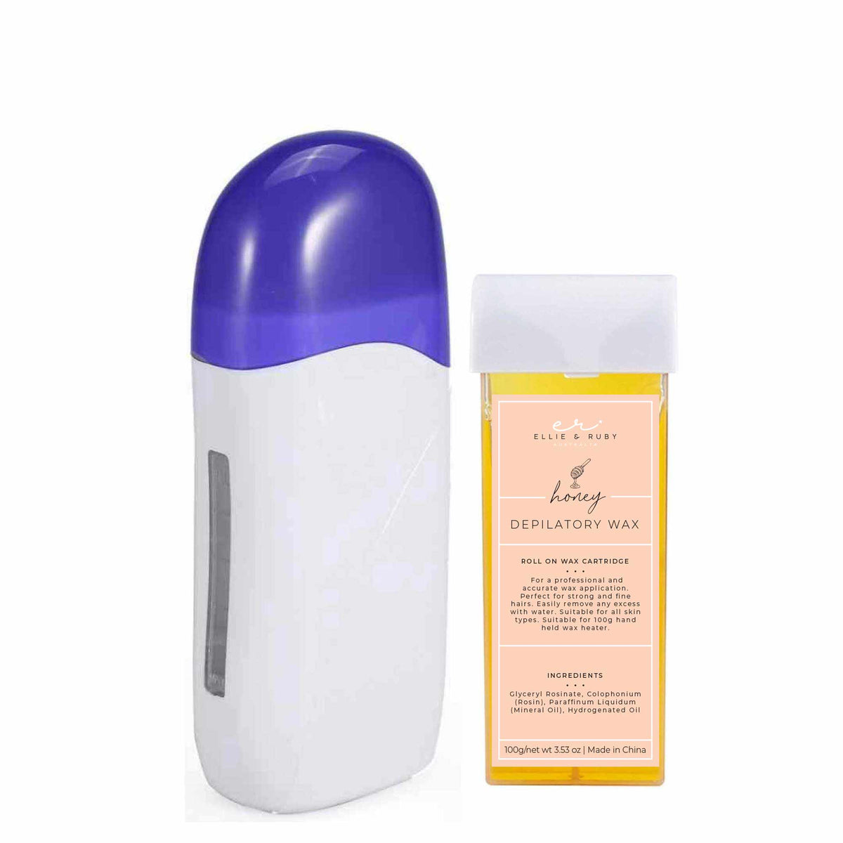 Ellie & Ruby Roll On Wax Heater Warmer with Cartridge Hair Removal Kit
