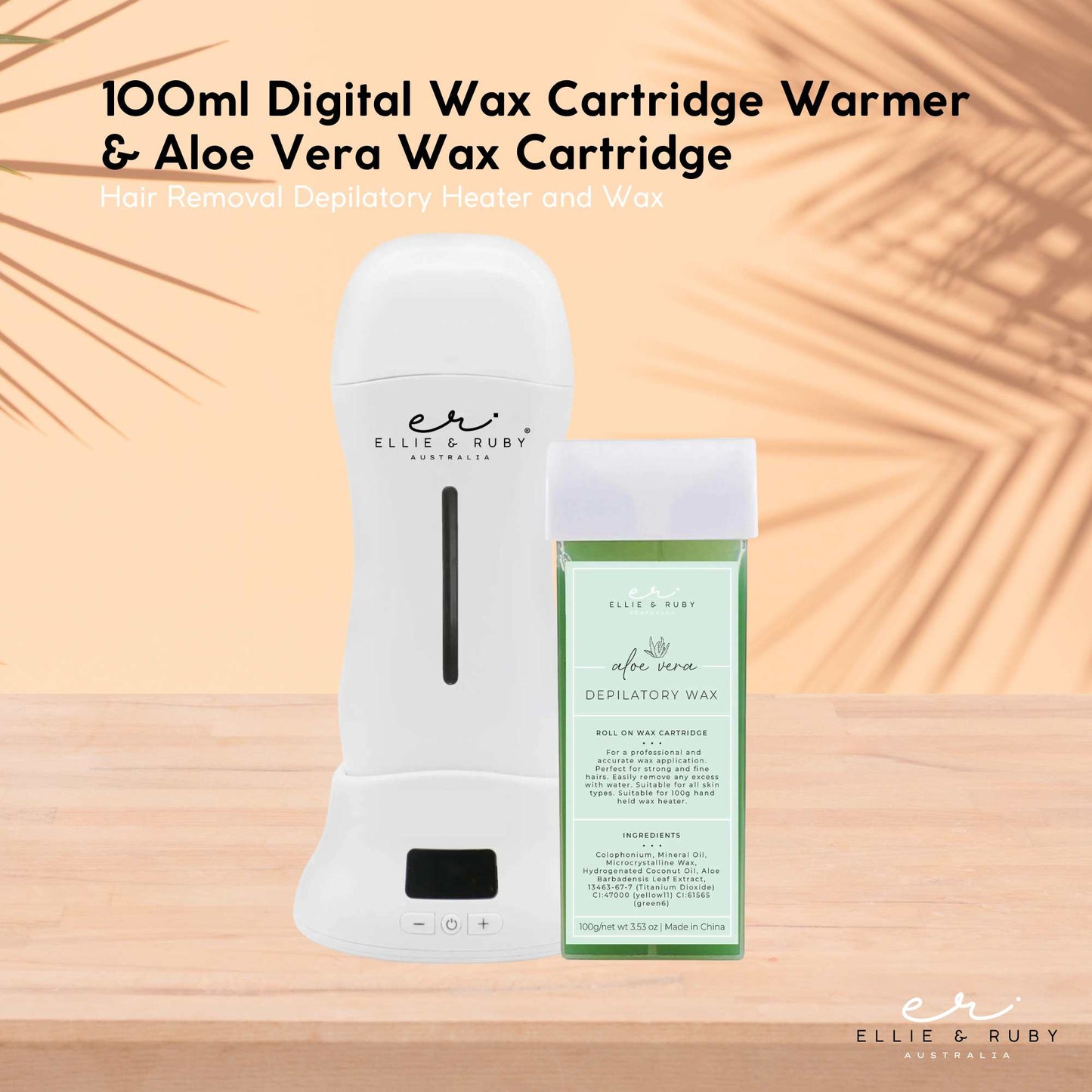 Ellie & Ruby 100ml Digital Wax Warmer + 100ml Aloe Vera Cartridge Pack