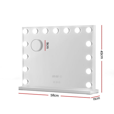 Embellir Makeup Mirror 58x45cm Hollywood Vanity with LED Light Tabletop White