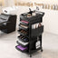 Embellir Salon Trolley 2 Lockable Doors 6 Tier Trays Mobile Hair Cart Black