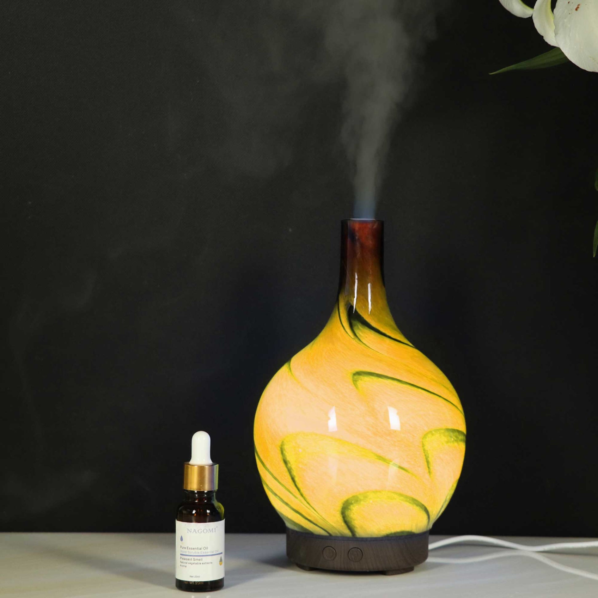 Essential Oil Aroma Diffuser - 100ml Glass Marble Aromatherapy Mist Humidifier