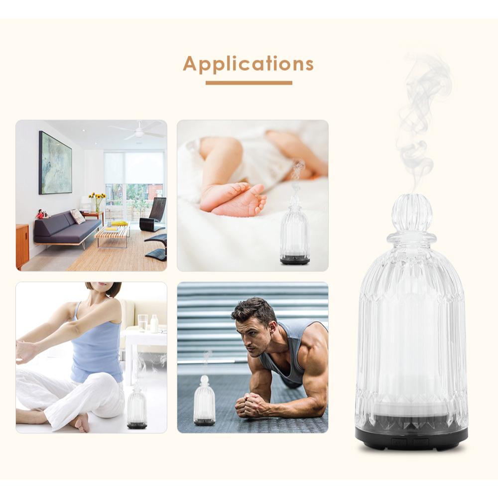 Essential Oil Aroma Diffuser - 120ml 3D Glass Bottle Ultrasonic Mist Humidifier
