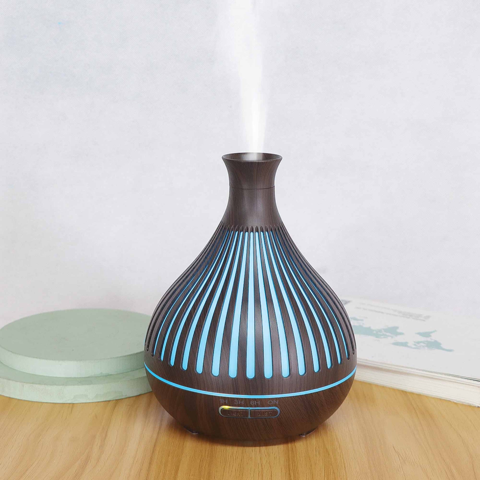 Essential Oil Aroma Diffuser - 400ml Remote Dark Wood Ultrasonic Mist Humidifier