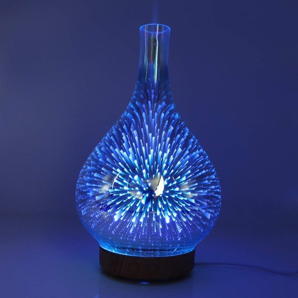 Essential Oil Aroma Diffuser - Mirror 3D Fireworks USB Aromatherapy Mist Humidifier