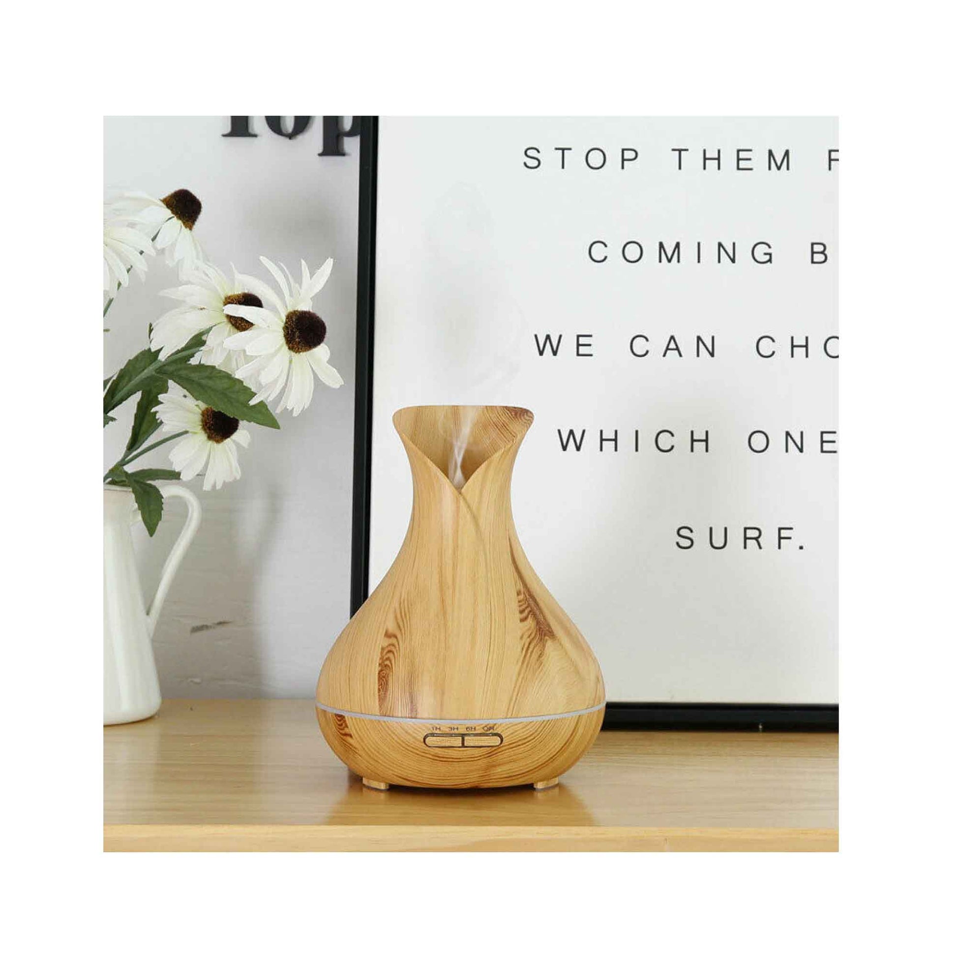 Essential Oil Aroma Diffuser Tulip Light Wood -Ultrasonic Mist Humidifier
