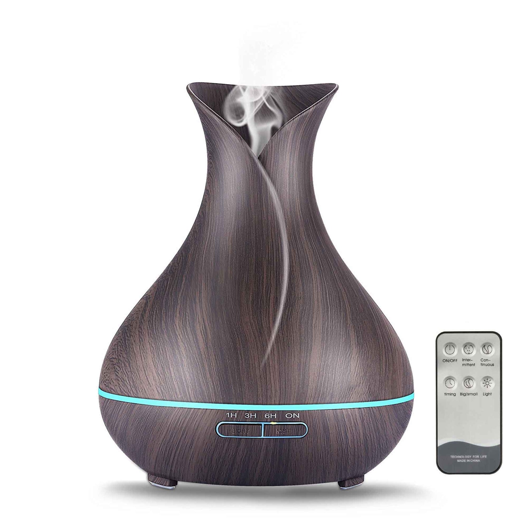 400ml Tulip Wood Grain Aroma Diffuser and Remote - Ozdingo Marketplace