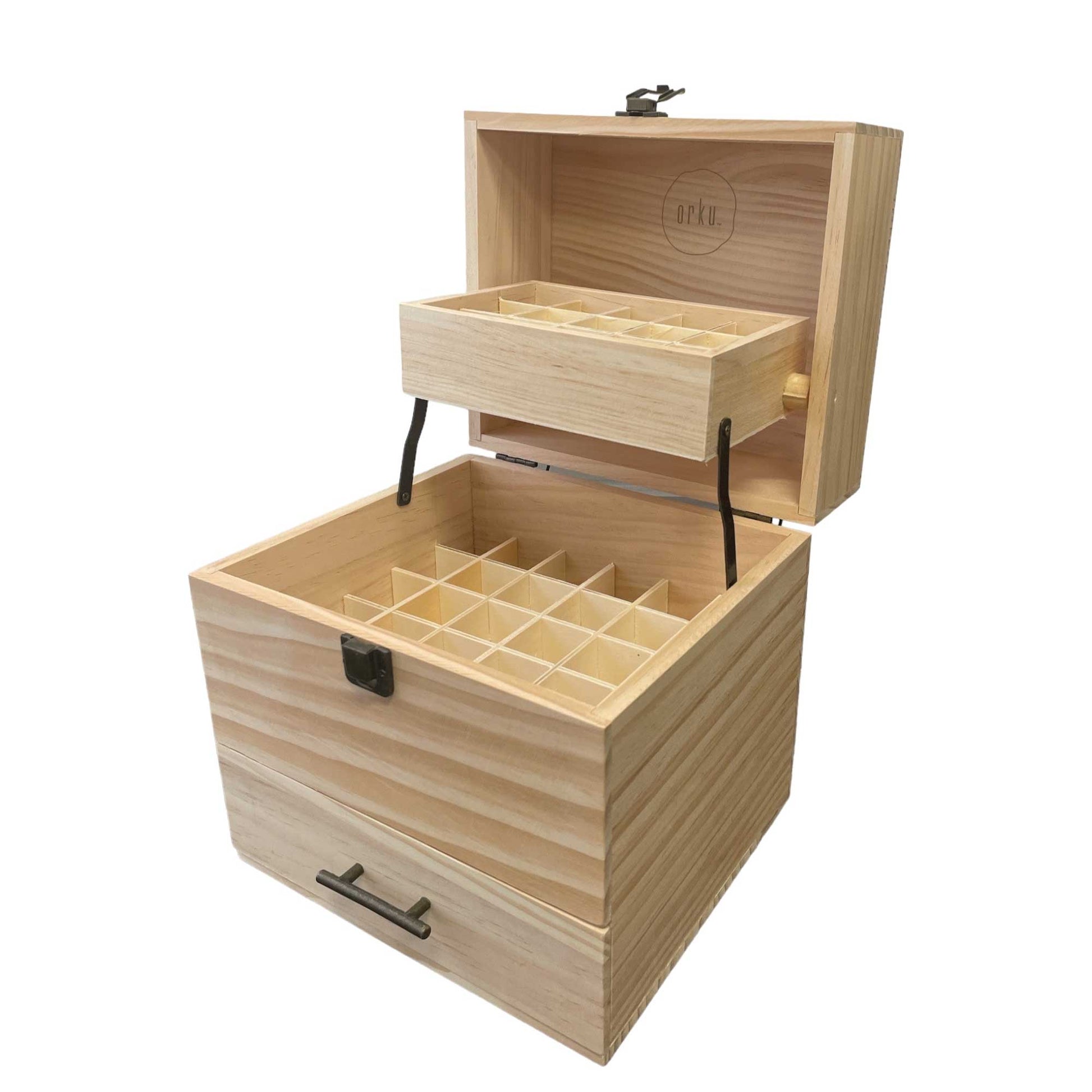 Essential Oils Wood Storage Box - Wooden Oil Bottle Slots