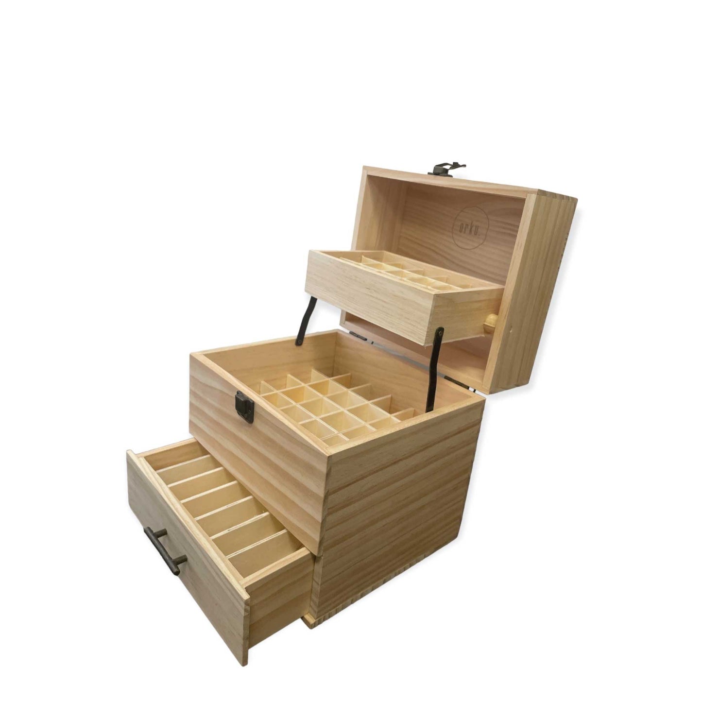 Essential Oils Wood Storage Box - Wooden Oil Bottle Slots