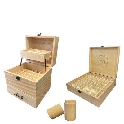 Essential Oils Wood Storage Box - Wooden Oil Bottle Slots