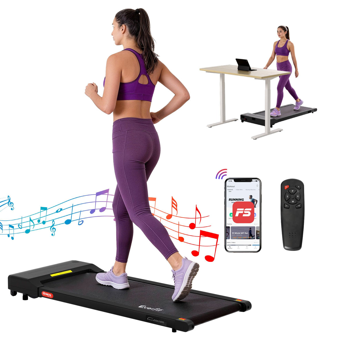 Everfit 2 in 1 Treadmill Electric Walking Pad Under Desk Home Gym Fitness 400mm Black Everfit 2 in 1 Treadmill Electric Walking Pad Under Desk Home Gym Fitness 400mm Black