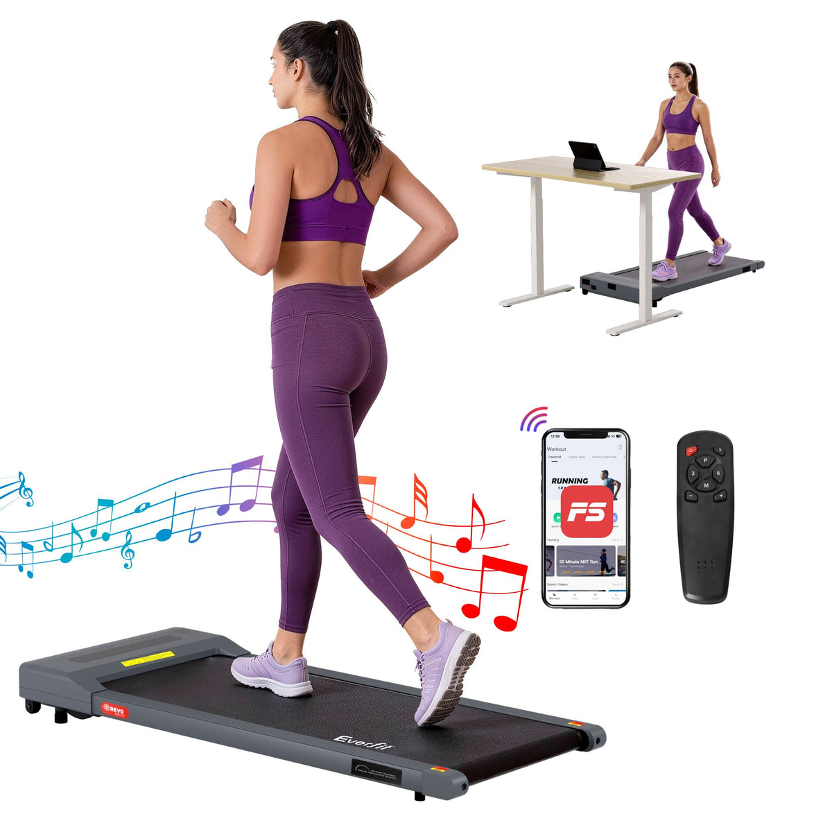 Everfit 2 in 1 Treadmill Electric Walking Pad Under Desk Home Gym Fitness 400mm Grey Everfit 2 in 1 Treadmill Electric Walking Pad Under Desk Home Gym Fitness 400mm Grey