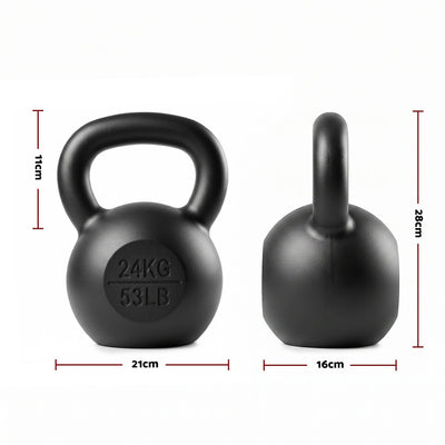 Everfit 24kg Cast Iron Kettlebell Powder Coating Flat Bottom Home Gym