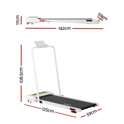 Everfit 3 in 1 Treadmill Electric Walking Pad Incline Under Desk 380mm White