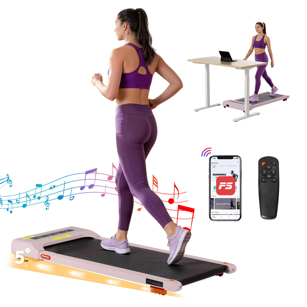 Everfit 3 in 1 Treadmill Electric Walking Pad Incline Under Desk Home Gym 380mm Pink Everfit 3 in 1 Treadmill Electric Walking Pad Incline Under Desk Home Gym 380mm Pink