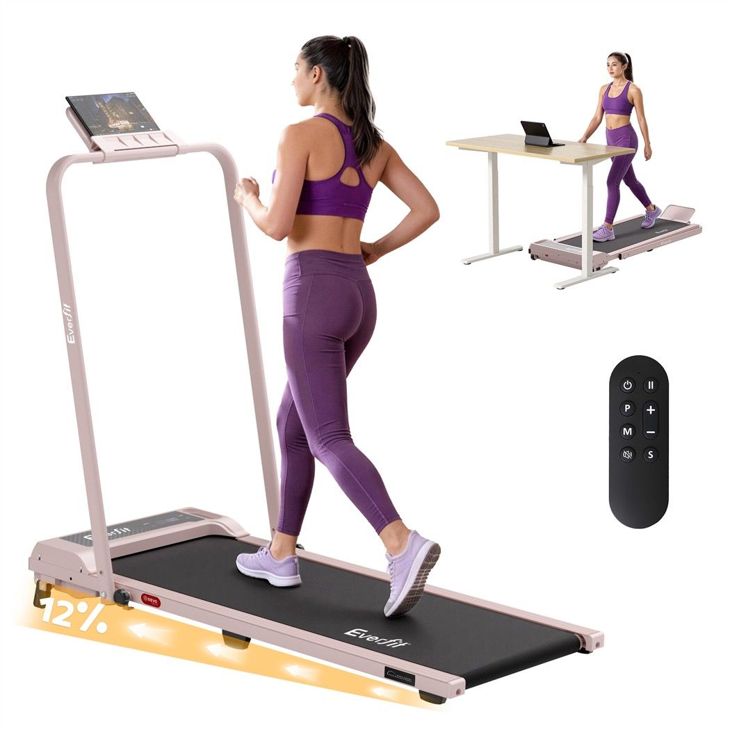 Everfit 3 in 1 Walking Pad Treadmill 12% Incline Foldable Under Desk Treadmills for Home Gym With 40cm Wide Belt Pink Everfit 3 in 1 Walking Pad Treadmill 12% Incline Foldable Under Desk Treadmills for Home Gym With 40cm Wide Belt Pink