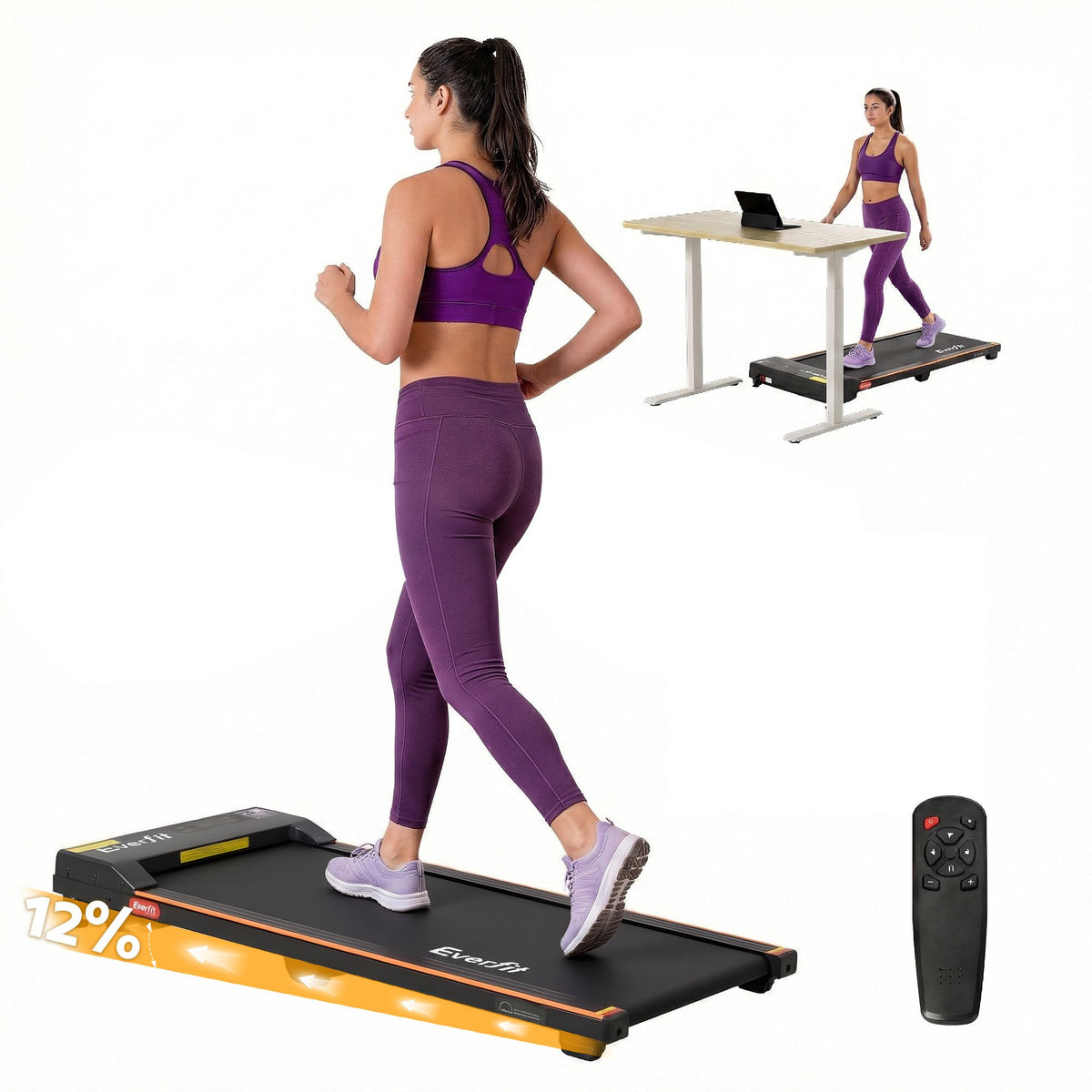 Everfit 3 in 1 Walking Pad Treadmill 12% Incline Under Desk Treadmills for Home Gym With 38cm Wide Belt Everfit 3 in 1 Walking Pad Treadmill 12% Incline Under Desk Treadmills for Home Gym With 38cm Wide Belt