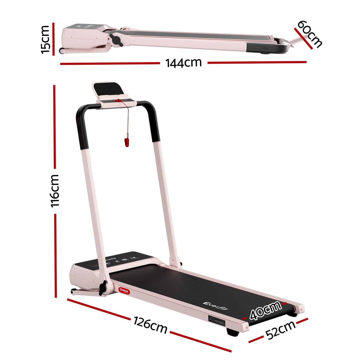 Everfit 3 in 1 Walking Pad Treadmill 20% Auto Incline Under Desk Foldable Treadmills for Home With 40cm Wide Belt Pink