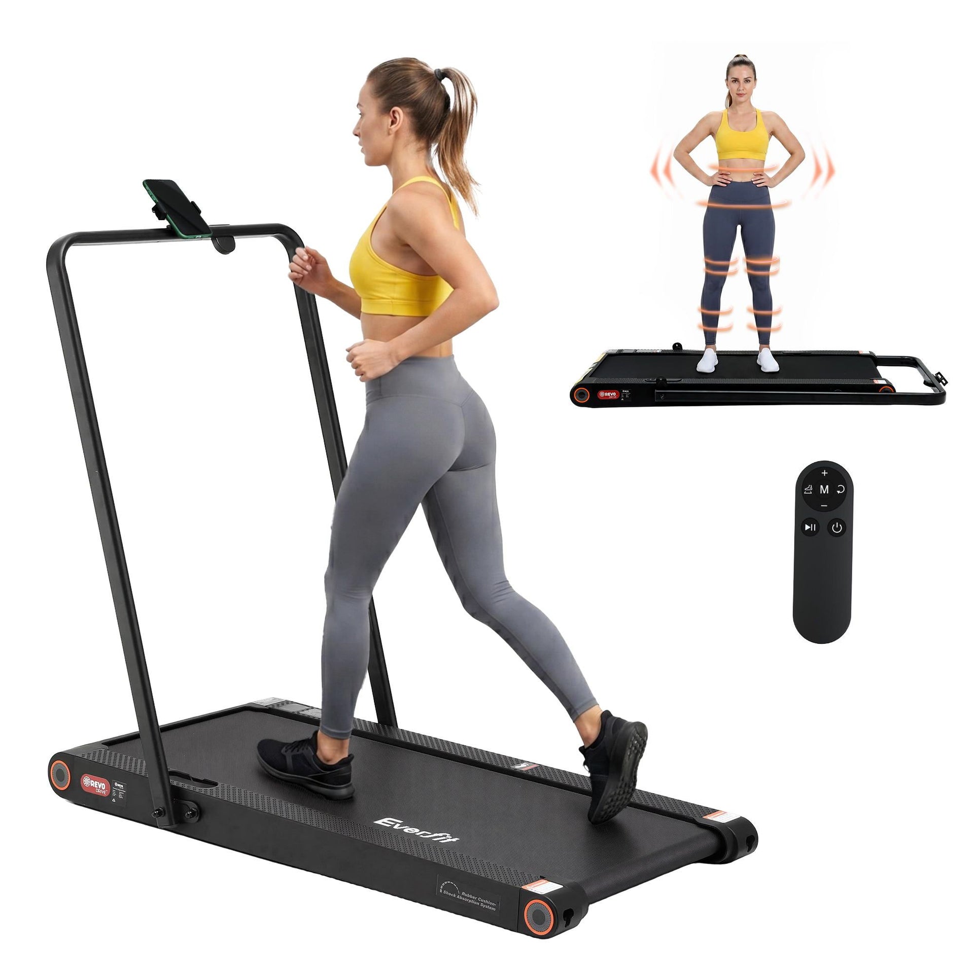Everfit 4 in 1 Vibration Walking Pad Treadmill Under Desk Treadmills for Home Gym with App Control 380mm Black Everfit 4 in 1 Vibration Walking Pad Treadmill Under Desk Treadmills for Home Gym with App Control 380mm Black