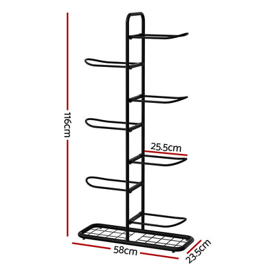Everfit Ball Storage Rack Sports Equipment Organizer 7-Tier Holder for Garage Gym Black