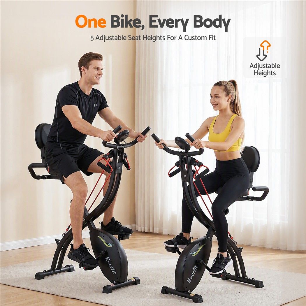 Everfit Folding Exercise Bike Magnetic X-Bike Indoor Cycling Resistance Rope