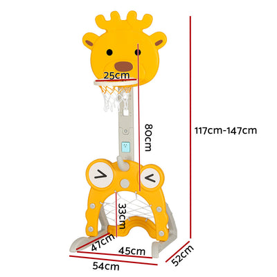 Everfit Kids Basketball Hoop Stand Adjustable 5-in-1 Sports Center Toys Yellow