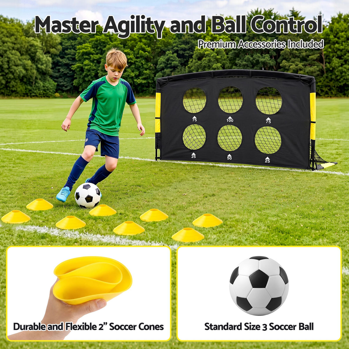 Everfit Pop Up Soccer Goals 2 Piece Set Target Net Kids Indoor Outdoor