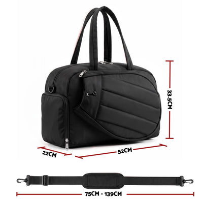 Everfit Tennis Tote Bag Gym Bag Sports Duffle Bags Holds 2 Rackets Black