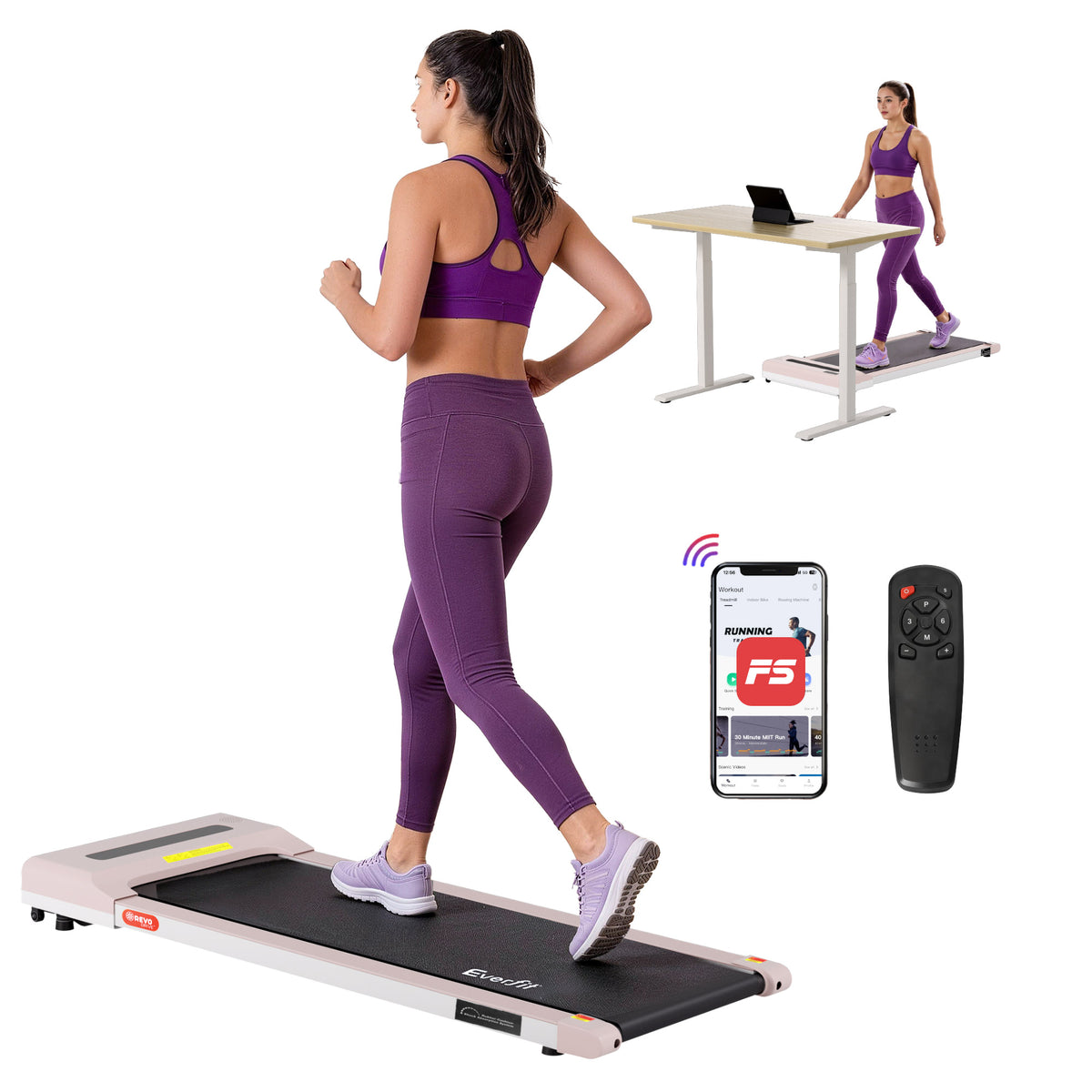 Everfit Treadmill Electric Walking Pad Under Desk Home Gym Fitness 360mm Pink Everfit Treadmill Electric Walking Pad Under Desk Home Gym Fitness 360mm Pink