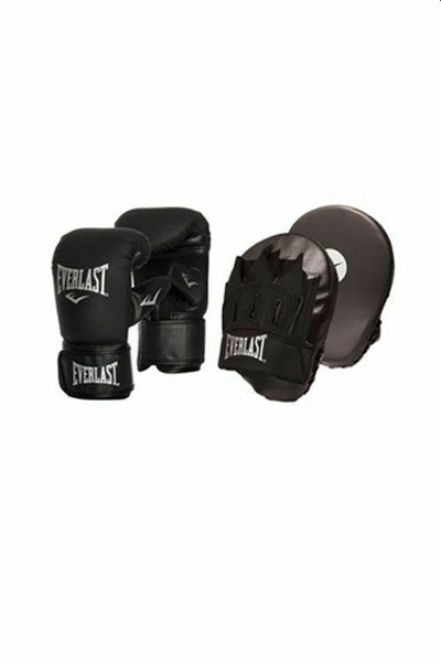 Everlast Tempo Glove And Mitt Combo Set Boxing Box Gym Training Black/Black S-M