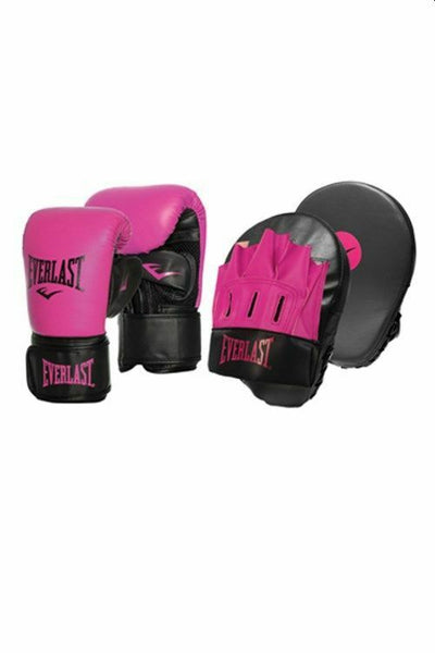 Everlast Tempo Glove And Mitt Combo Set Boxing Box Gym Training Pink/Black S-M