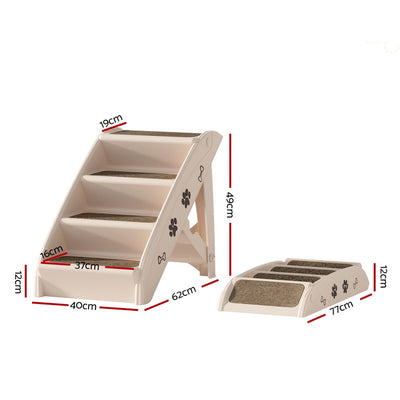 i.Pet Dog Ramp Steps For Bed Sofa Car Pet Stairs Ladder Indoor Foldable Beige