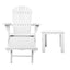 Gardeon 3 Piece Outdoor Adirondack Lounge Beach Chair Set - White