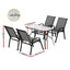 Gardeon 5PC Outdoor Dining Set Table and Chairs Patio Furniture Bistro Set Garden Grey