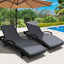 Gardeon Set of 2 Outdoor Sun Lounge Chair with Cushion - Black