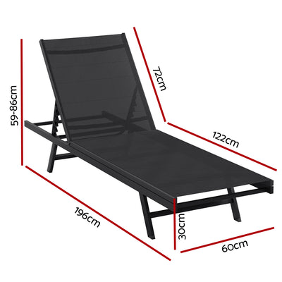 Gardeon Sun Lounger Outdoor Lounge Setting Chair Adjustable Patio Furniture Pool