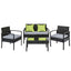 4 Seater Sofa Set Outdoor Furniture Lounge Setting Wicker Chairs Table Rattan Lounger Bistro Patio Garden Cushions Black