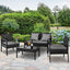 4 Seater Sofa Set Outdoor Furniture Lounge Setting Wicker Chairs Table Rattan Lounger Bistro Patio Garden Cushions Black