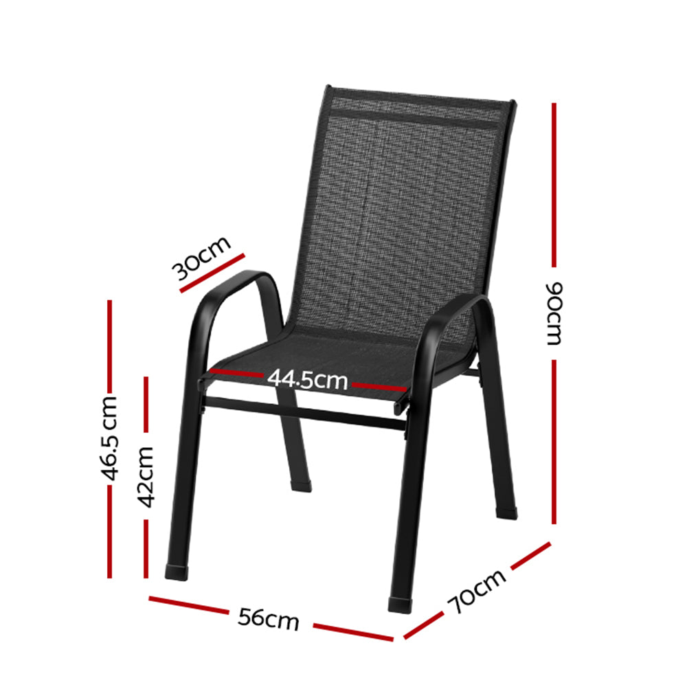 Gardeon 2X Outdoor Stackable Chairs Lounge Chair Bistro Set Patio Furniture