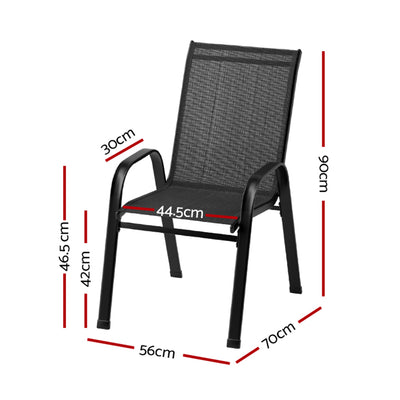 Gardeon 6X Outdoor Stackable Chairs Lounge Chair Bistro Set Patio Furniture