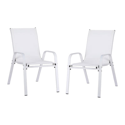 Gardeon 2PC Outdoor Dining Chairs Stackable Lounge Chair Patio Furniture White