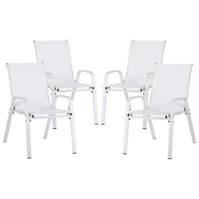 Gardeon 4PC Outdoor Dining Chairs Stackable Lounge Chair Patio Furniture White
