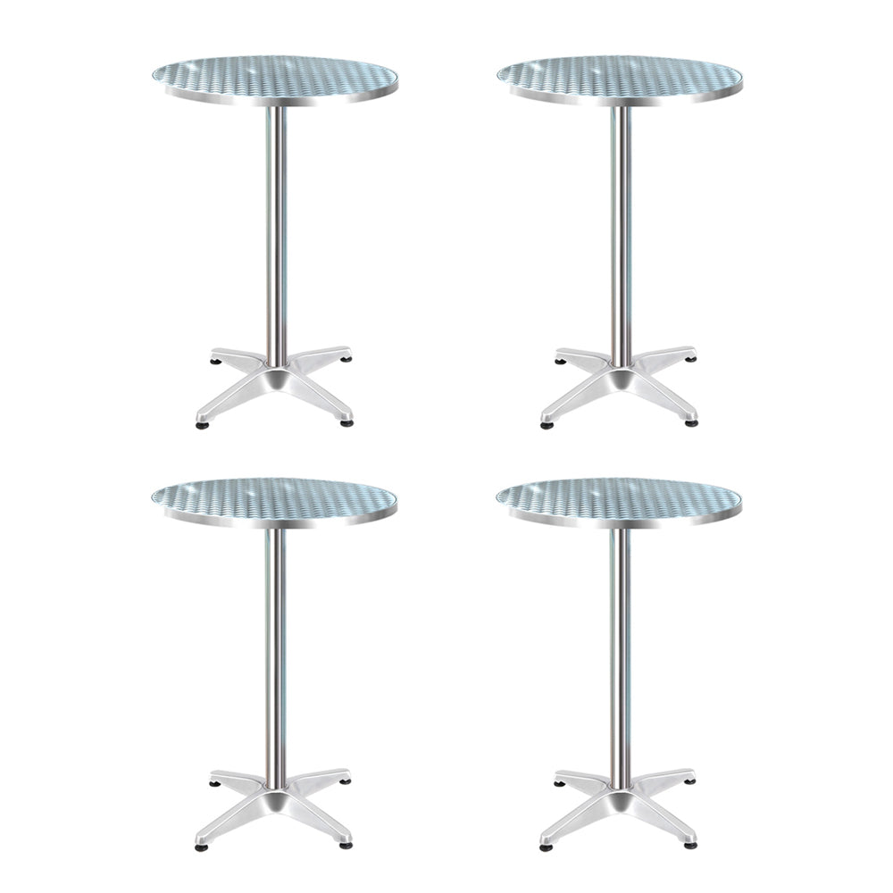 Gardeon 4pcs Outdoor Bar Table Furniture Adjustable Aluminium Cafe Table Round