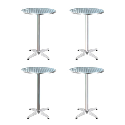 Gardeon 4pcs Outdoor Bar Table Furniture Adjustable Aluminium Cafe Table Round