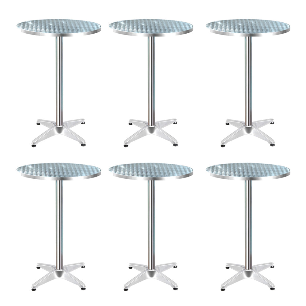 Gardeon 6pcs Outdoor Bar Table Furniture Adjustable Aluminium Cafe Table Round