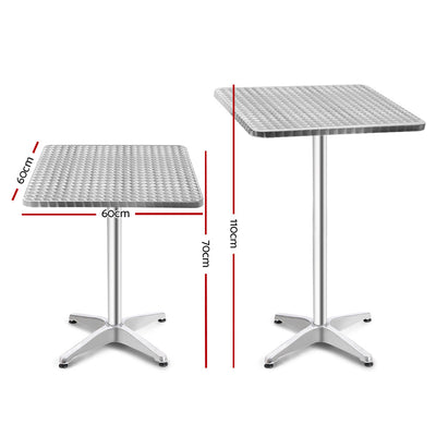 Gardeon 6pcs Outdoor Bar Table Furniture Adjustable Aluminium Square Cafe Table
