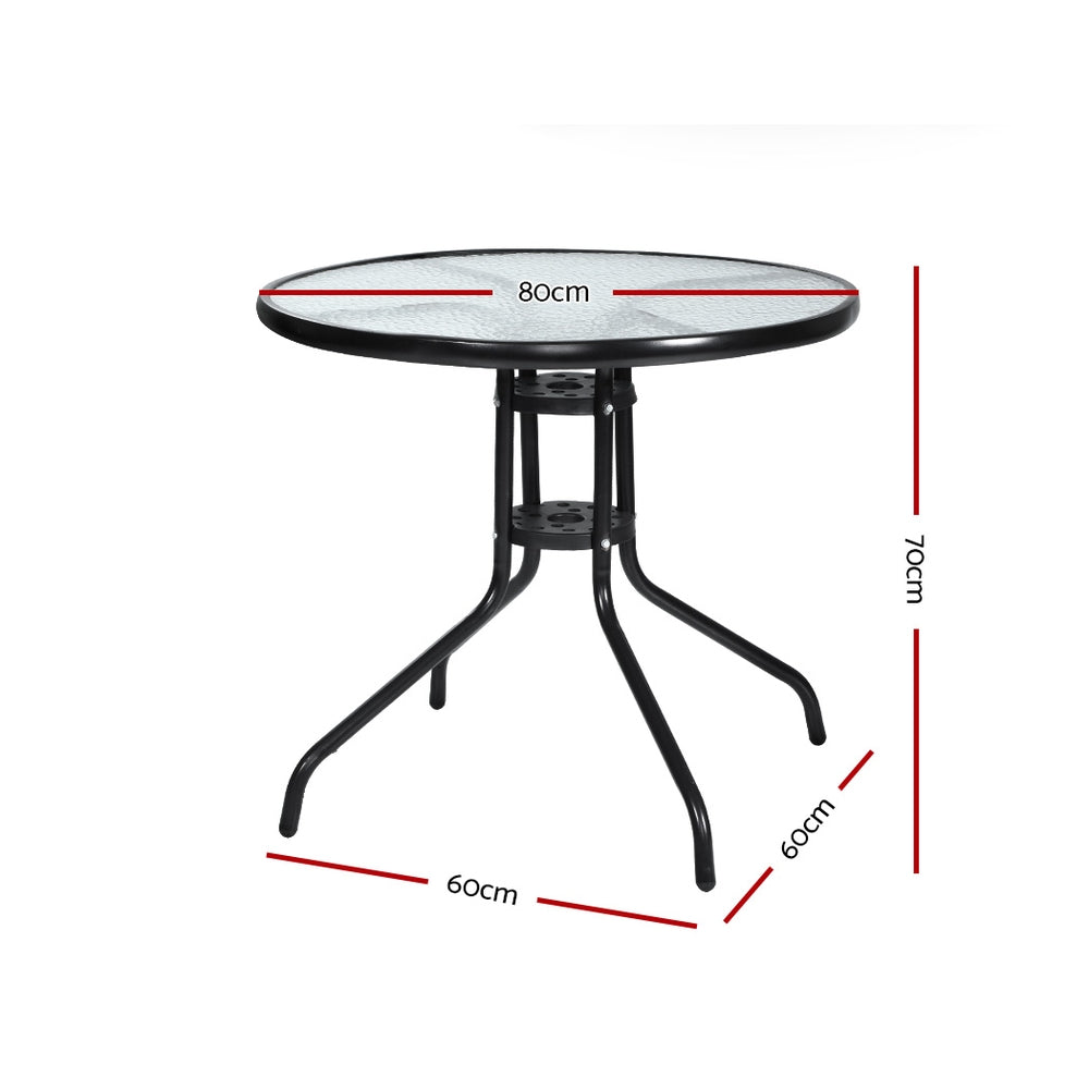 Gardeon Outdoor Dining Table Bar Setting Steel Glass 70CM