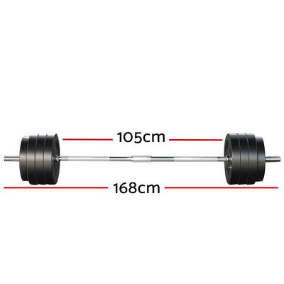 78KG Barbell Weight Set Plates Bar Bench Press Fitness Exercise Home Gym 168cm