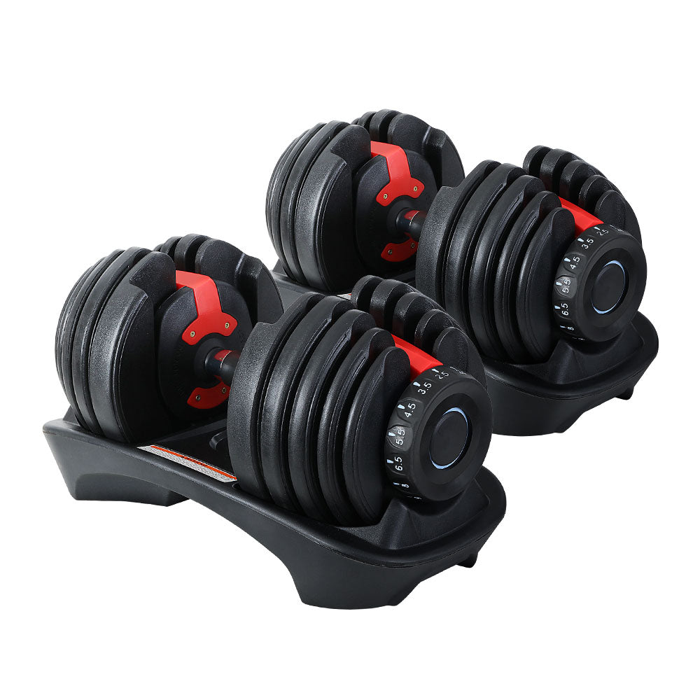 2Pcs 24kg Adjustable Dumbbell Weight Dumbbells Plates Home Gym Fitness Exercise