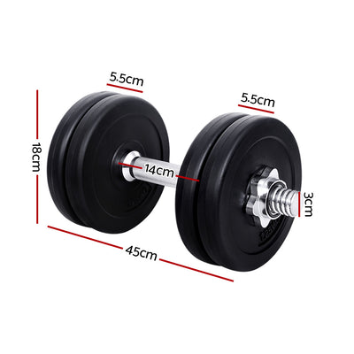 Everfit 15kg Dumbbell Set Weight Plates Dumbbells Lifting Bench