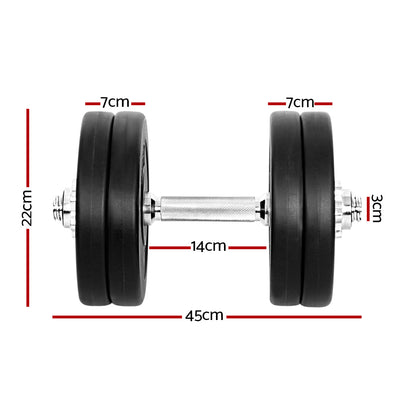 25kg Dumbbells Dumbbell Set Weight Plates Home Gym Fitness Exercise